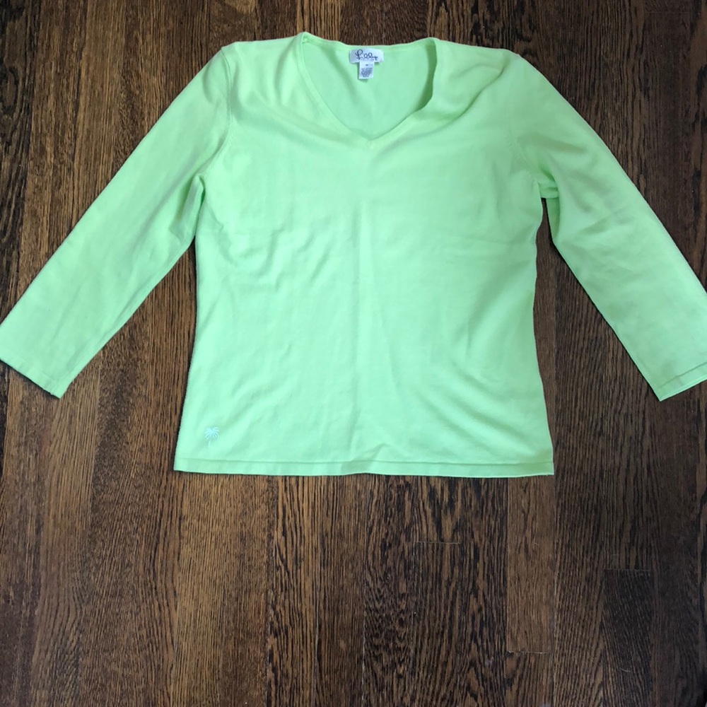 Lilly Pulitzer 3 Quarter Length Sleeves Lime Shirt